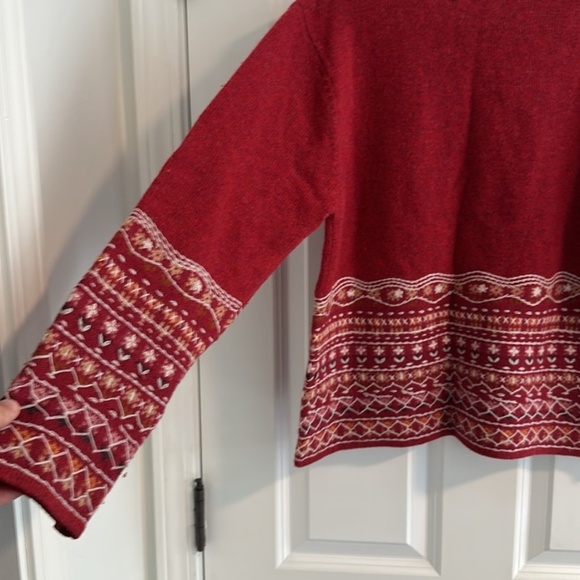Vintage The Territory Ahead Red Embroidered Lambswool Cardigan size M - Picture 12 of 13